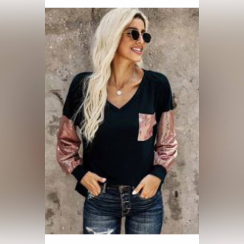 SHEIN Rose Gold Glitter Waffle Knit Top NWOT